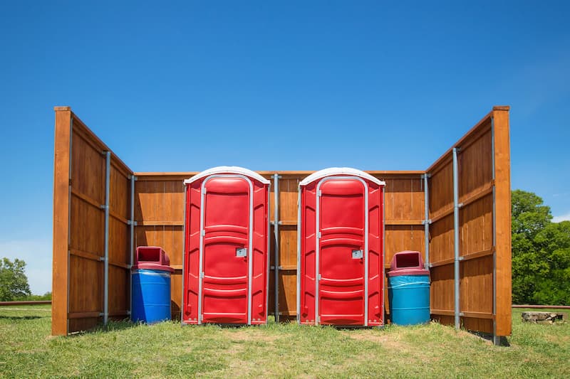 Short-term porta potty units staged for delivery in Gilroy, California